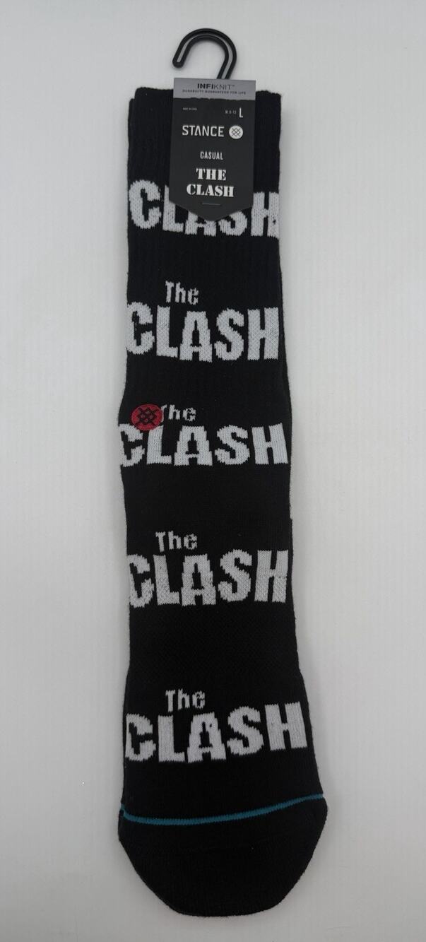 Stance THE CLASH Black White Durable Infiknit Casual Crew Socks Men L Size 9-13